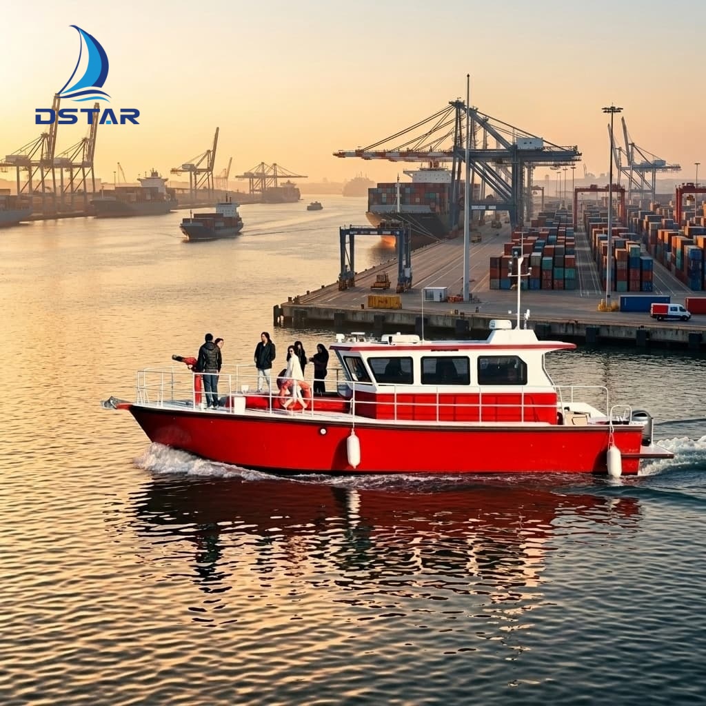 Coastal marine construction vessel navigating shallow waters