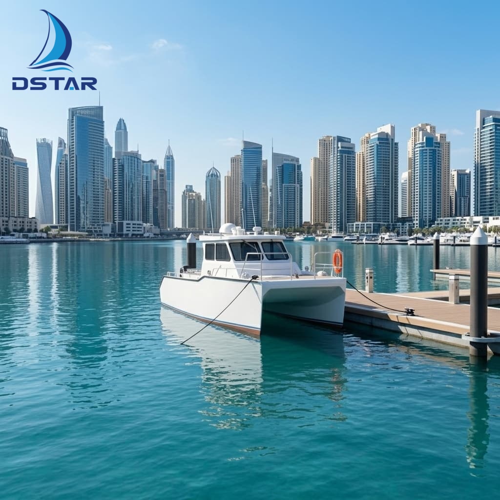Aluminum Catamaran Power Yacht on the ocean