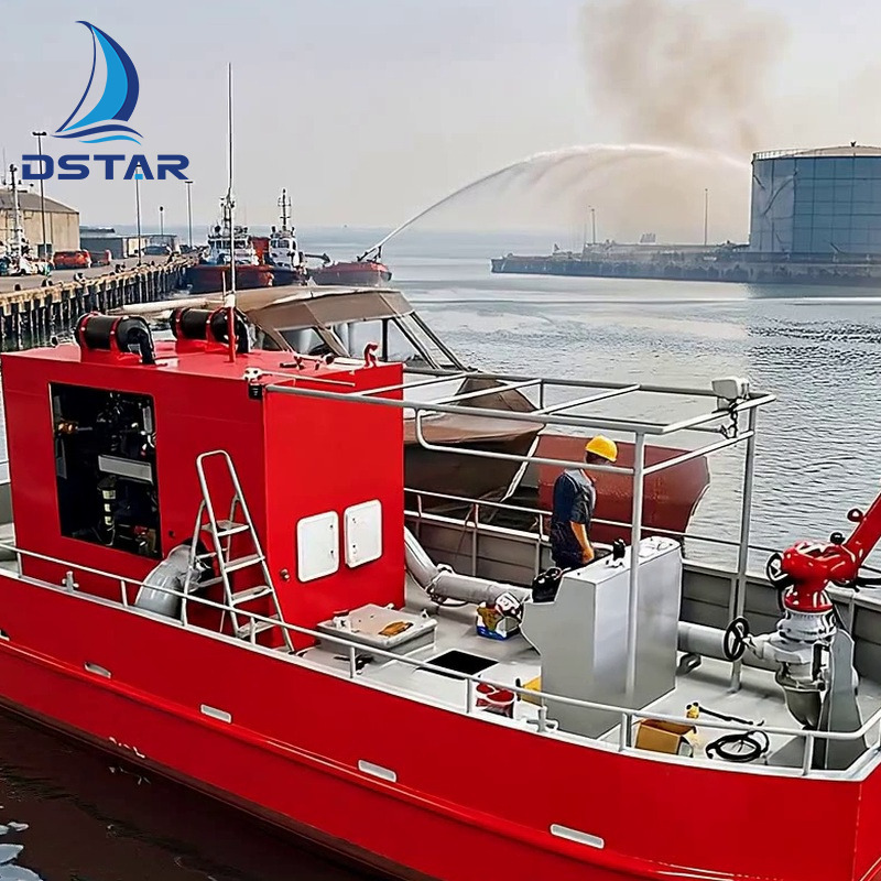 Fire fighting barge deck with pump set and monitor