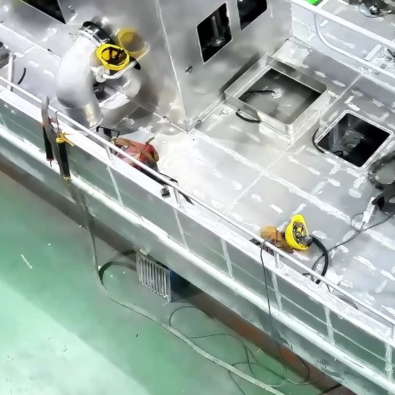 Deck structure of an aluminium workboat during construction